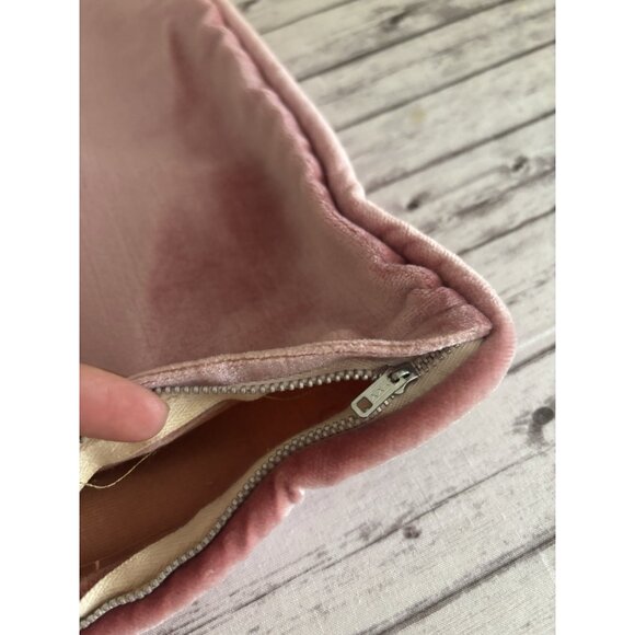 Vintage Pink Velvet Decorative Pillow Cover Mid Century Modern 16” Square - Picture 3 of 5